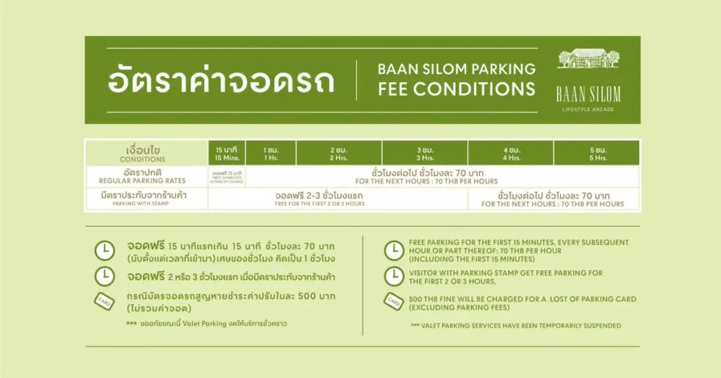 Baan Silom Parking Fees